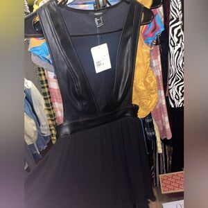 F21 Leather V Cut Dress.